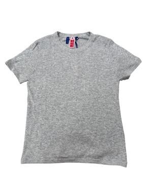 No Name is Needed Crewneck Soft Ribbed Knit T-Shirt Minimalist NWT, Gray, size M